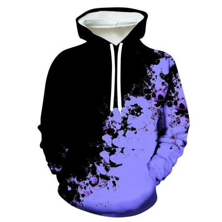 Graphic Hoodie for Men Stylish Casual  Christmas Unisex Hoodies 3D Print Pullover Hooded Sweatshirt with Big Pocket (X-Large  Purple 01)