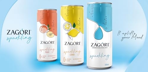 Zagori Sparkling Natural Water 330ml - Carbonated Natural Water - PH 7.8 - Product of Greece - 12 Fl Oz Each Can - Pack of 6… thumbnail