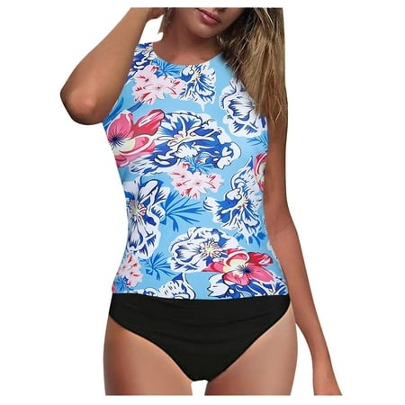 Women S Ribbed Ruched Two Piece Tankini Bathing Suits Tummy Control Swim Top with Bottom Swimsuits Rash Guard Swimsuit Women Cover up Bikini Bathing S