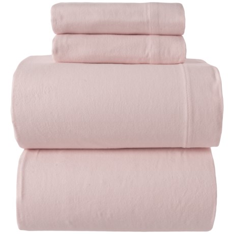 Great Bay Home Cotton Solid Flannel Sheet Set (Full  Blush Pink)