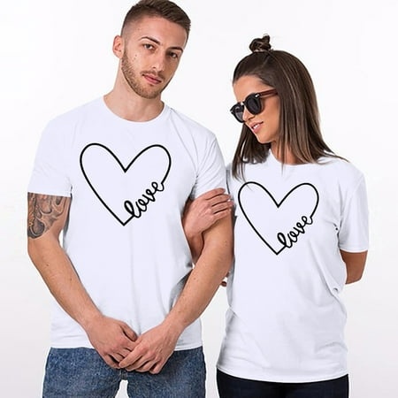 DondPO Men S T-Shirts Graphic Tees Men Men Couples Lover Valentine S Day Short Sleeve Love Letter Print T Shirts Tops Henley Shirts Mens Tops White L