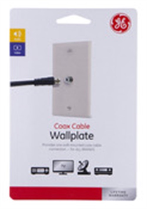 GE 35317 Coax Cable Wall Plate, Plastic, Ivory