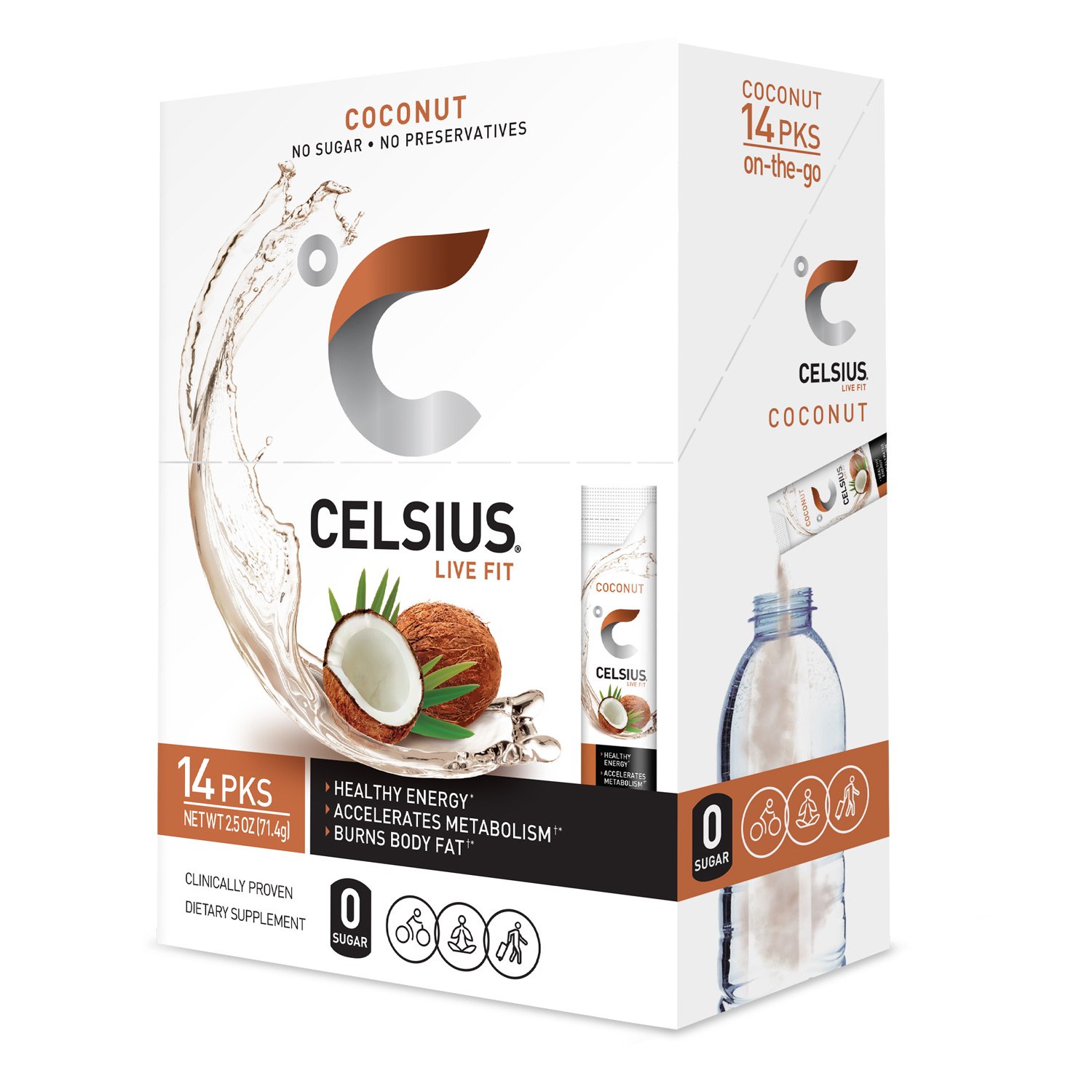CELSIUS on-the-go Essential Energy Drink Mix  Coconut (Pack of 14)