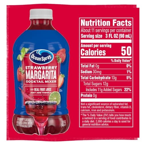 Ocean Spray Strawberry Margarita Cocktail Mixer, Drink Mixer Made with Real Fruit Juice, 32 Fl Oz Bottle (Pack of 1) thumbnail