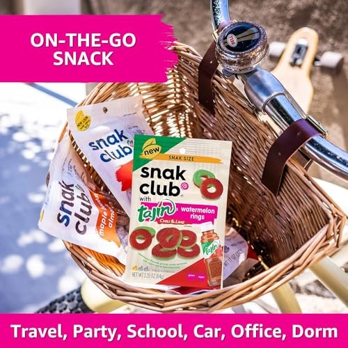 Snak Club Watermelon Rings, Tajin Chili & Lime Seasoned, Sweet and Spicy Gummy Candy, Mild in Heat Bold in Flavor, Low-Fat, Vegan, Gluten-Free Snack, thumbnail
