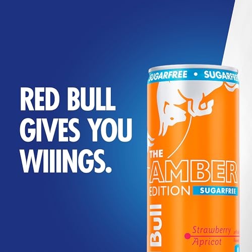 Red Bull Amber Edition Sugar Free Energy Drink, Strawberry Apricot, with 114mg Caffeine Plus Taurine & B Vitamins, 12 Fl Oz, Pack of 4 Cans thumbnail