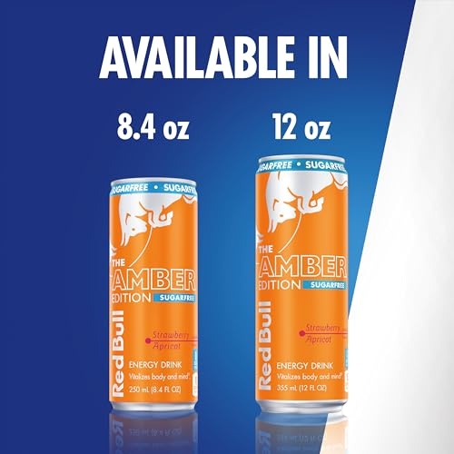 Red Bull Amber Edition Sugar Free Energy Drink, Strawberry Apricot, with 114mg Caffeine Plus Taurine & B Vitamins, 12 Fl Oz, Pack of 4 Cans thumbnail