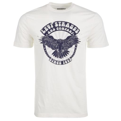 Levi S Mens Eagle Crewneck Short Sleeve Graphic T-Shirt White L