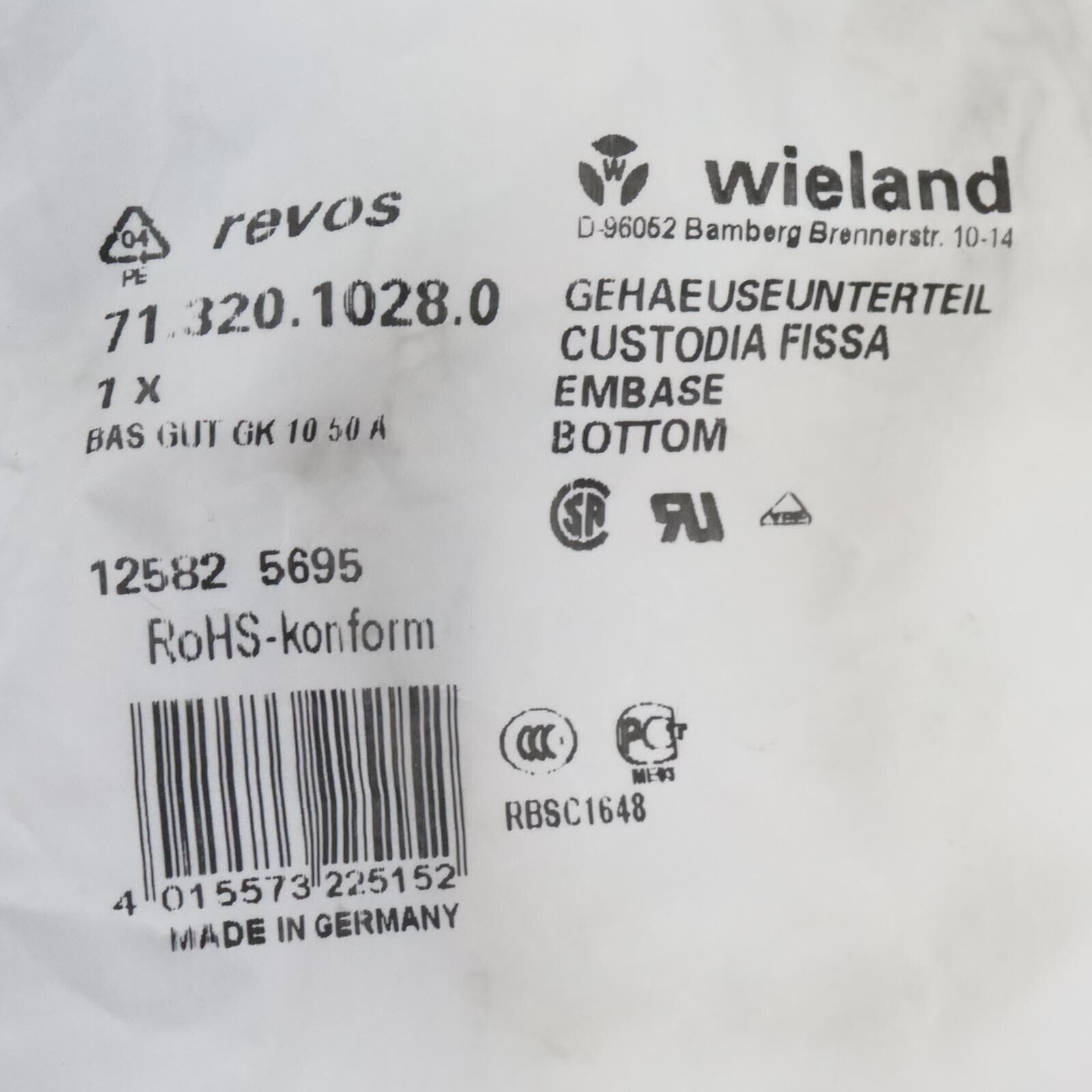 Wieland Housing Base BAS GOOD GK 10 50 a 71.320.1028.0 Original Packaging thumbnail