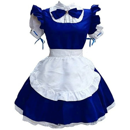 KDFJPTH Womens Dresses Casual Lingerie Maid Headwear Apron Collar Bowknot Summer Sun Dress