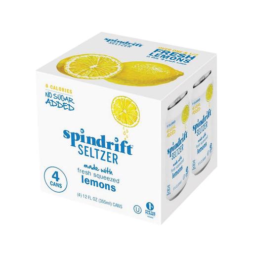 Spindrift Sparkling Water - Lemon - 4 Pack 12 Oz Can - Pack of 6