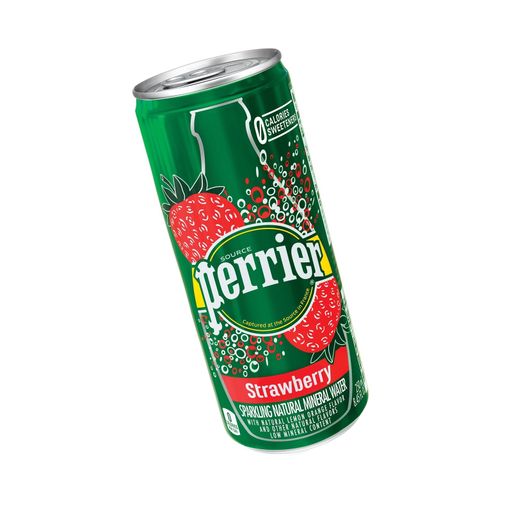 PERRIER Strawberry Flavored Sparkling Mineral Water, 8.45 Fl Oz. Slim Cans (P.