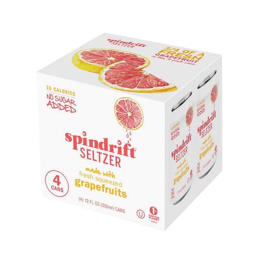 Spindrift Sparkling Water - Grapefruit - 4 Pack 12 Oz Can - Pack of 6