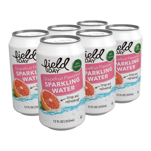 Field Day Grapefruit Flavored Sparkling Water - Sparkling Water - Pack of 4 - 12 Fl Oz.