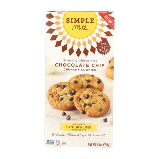 Simple Mills Cookies - Crunchy Chocolate Chip - Pack of 6 - 5.5 Oz