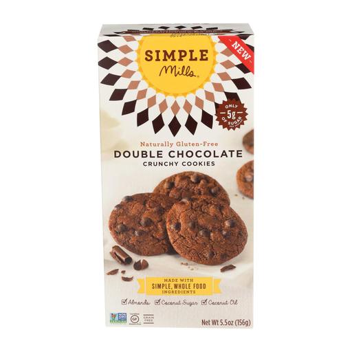 Simple Mills Cookies - Crunchy Double Chocolate - Pack of 6 - 5.5 Oz