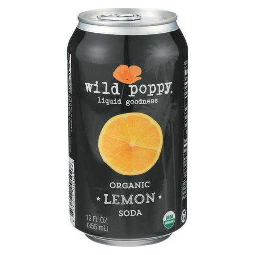 Wild Poppy Soda - Organic - Lemon - Pack of 6 - 4/12 Fl Oz