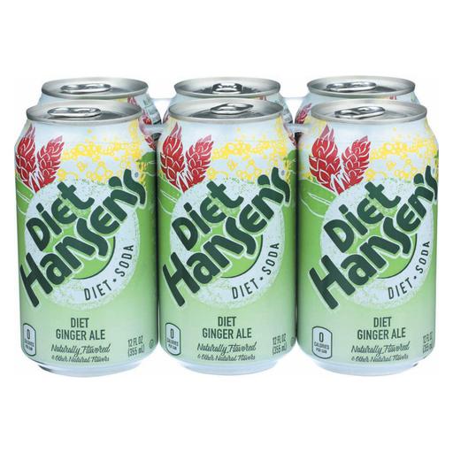 Hansen's Beverages Diet Soda - Ginger Ale - Pack of 4 - 6/12 Fl Oz