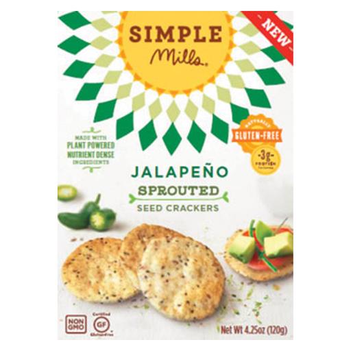 Simple Mills Sprouted Seed Crackers - Jalapeno - Pack of 6 - 4.25 Oz
