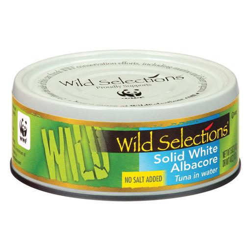 Wild Selections Solid White Albacore Tuna in Water - No Salt - Pack of 12 - 5 Oz.