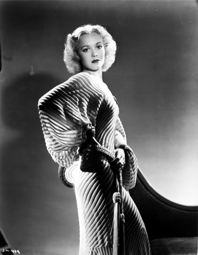 Jane Wyman Posed in White Strip Corduroy Bell Long Sleeve Silk Dress with Hands on the Waist Photo Print (24 X 30)