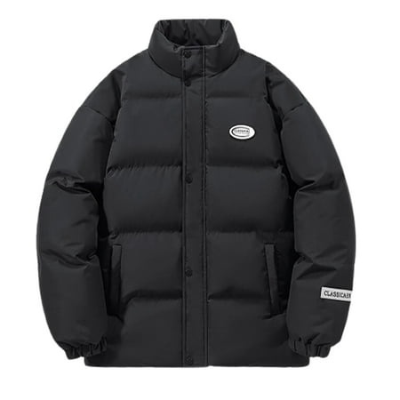 GWAABD Men S Jacket Cotton Quilted Jacket Solid Color Thicken Puffer Padded Coat Stand Collar with Pockets Outerwear Winter Windproof Outfits Clothes 