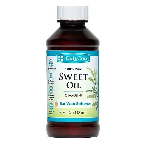 De La Cruz 100% Pure Sweet Oil for Ears - All Natural and Gentle Ear Wax Softener - Refill 4 Fl OZ