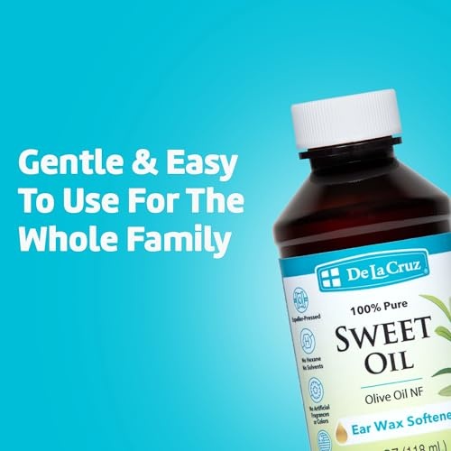 De La Cruz 100% Pure Sweet Oil for Ears - All Natural and Gentle Ear Wax Softener - Refill 4 Fl OZ thumbnail