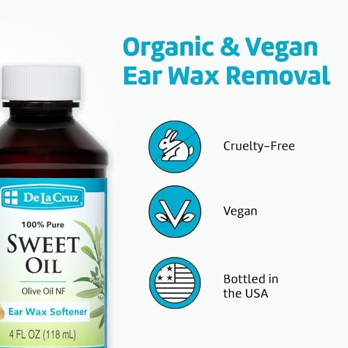 De La Cruz 100% Pure Sweet Oil for Ears - All Natural and Gentle Ear Wax Softener - Refill 4 Fl OZ thumbnail
