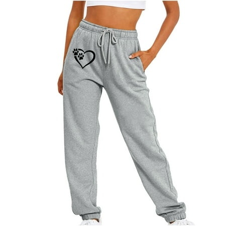 Sweatpants Women 3251 Clearance Loose Casual Sports Solid Color Valentine S Day Love Printed Long Sanitary Pants