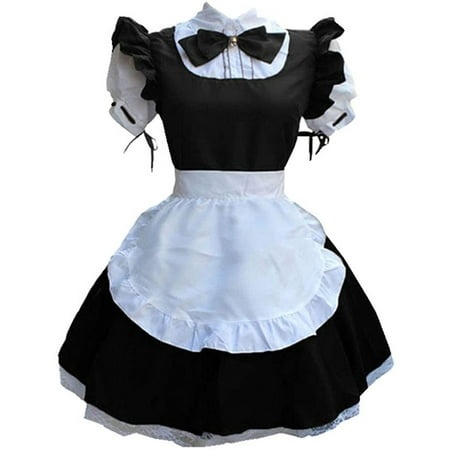 KDFJPTH Womens Dresses Casual Lingerie Maid Headwear Apron Collar Bowknot Summer Sun Dress