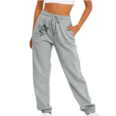 Sweatpants Women 3119 Clearance Loose Casual Sports Solid Color Valentine S Day Love Printed Long Sanitary Pants