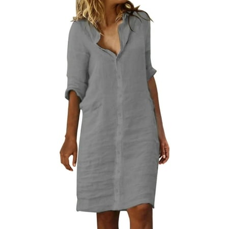 Rrunsv Dresses for Women 2024 Party Women S Casual Loose Plain Maxi Sundress Smocked Sleeveless Summer Beach Dresses Grey XXXL