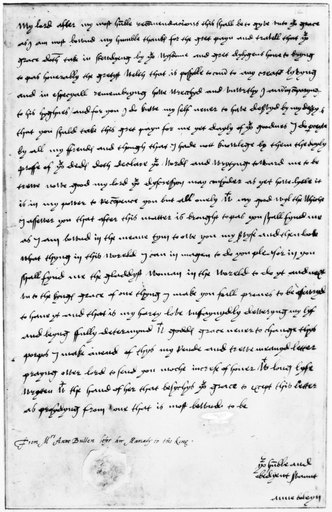 Anne Boleyn (1507-1536). Nsecond Wife of King Henry Viii of England. Autograph Letter of Queen Anne Boleyn to Thomas