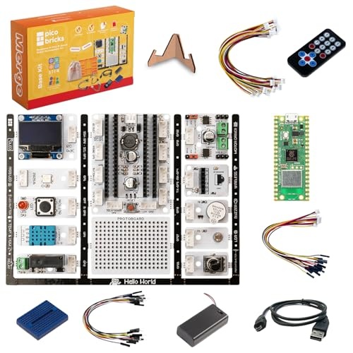 PicoBricks Raspberry Pi Pico W Starter Kit with 12 Detachable Sensors and Extensive Learning Guide, Raspberry Pi Kit, DIY Coding Kit, Raspberry Pi Kit