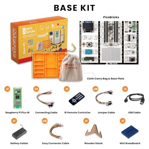 PicoBricks Raspberry Pi Pico W Starter Kit with 12 Detachable Sensors and Extensive Learning Guide, Raspberry Pi Kit, DIY Coding Kit, Raspberry Pi Kit thumbnail