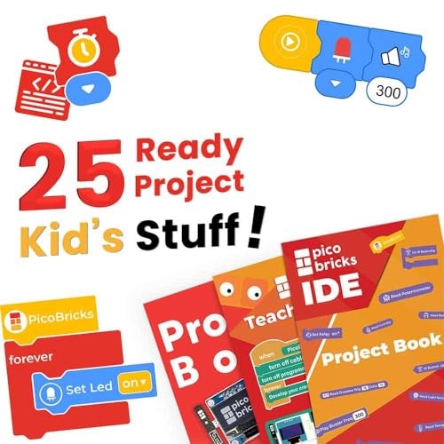 PicoBricks Raspberry Pi Pico W Starter Kit with 12 Detachable Sensors and Extensive Learning Guide, Raspberry Pi Kit, DIY Coding Kit, Raspberry Pi Kit thumbnail