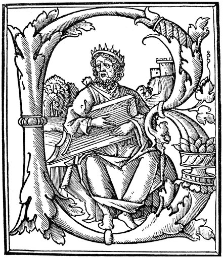 King David (D 973 BC) Nking of Judah and Israel Woodcut Venice Italy 1507 Rolled Canvas Art - (18 X 24)