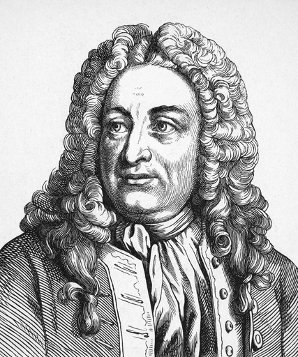 Baron Christian Von Wolff N(1679-1754) German Philosopher and Mathematician Line Engraving German 19Th Century Rolled Ca