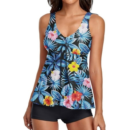 Women Two Piece Plus Size Tankini with Skirt Tummy Control Bathing Suits High Neck Swimsuits Swimsuit Men Cover up Bikini Bathing Suit