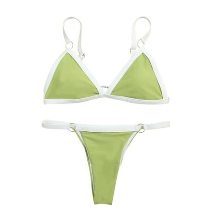 QUYUON Womens Bikini Swimsuit 2 Piece Push up Bathing Suit Bandeau Bandage Bikini Set Push up Brazilian Swimwear Beachwear Swimsuit Style-2289 Cut Out