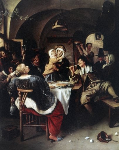 Steen Family Scene Nfamily Scene Oil on Panel by Jan Steen 1660-1679 Rolled Canvas Art -  (18 X 24)