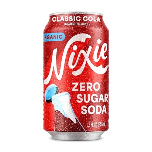Nixie Organic Zero Sugar Soda, Classic Cola, Organic, Non-GMO, 0 Sugar, 0 Calories, 40mg Caffeine, 12oz (12 Pack)