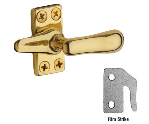 Baldwin 0492 Solid Brass Heavy Duty Casement Fastener with Rim Strike Lifetime Polished Brass Window Hardware Casement Fastener Rim Strike