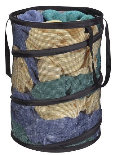 Pop - up Mesh Hamper, Laundry Basket, Storage, Black by Household Essentials NEW