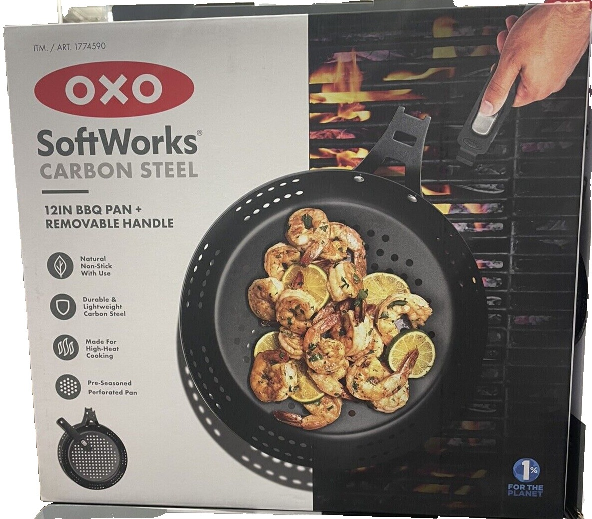 OXO Softworks Carbon Steel 12 BBQ Pan with Holes, Removable Handle BRAND NEW!