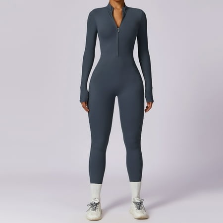 Zippered Long-sleeved Yoga Jumpsuit High-intensity Fitness Sports Jumpsuit 8306
