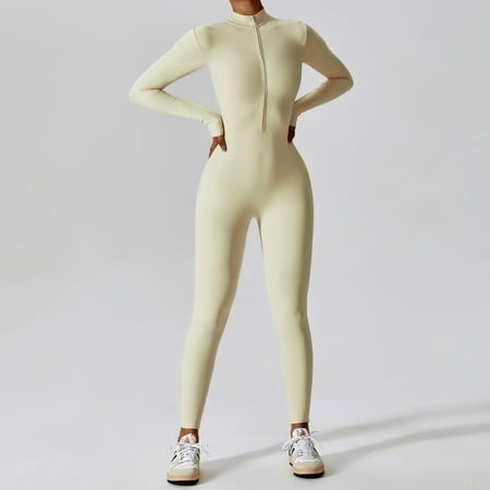 Zippered Long-sleeved Yoga Jumpsuit High-intensity Fitness Sports Jumpsuit 8306