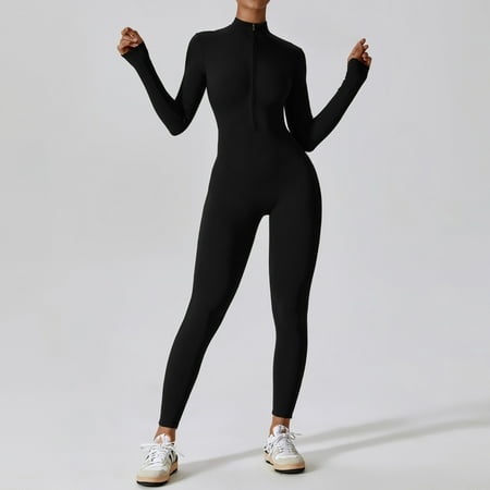 Zippered Long-sleeved Yoga Jumpsuit High-intensity Fitness Sports Jumpsuit 8306