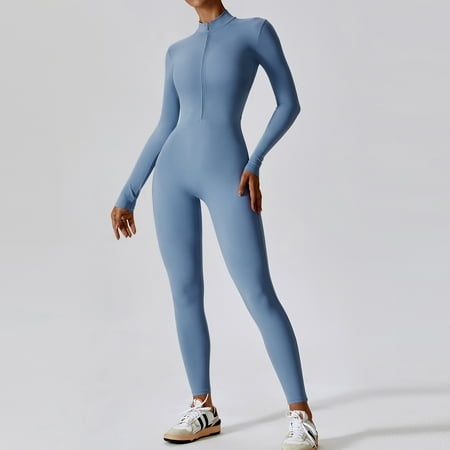 Zippered Long-sleeved Yoga Jumpsuit High-intensity Fitness Sports Jumpsuit 8306